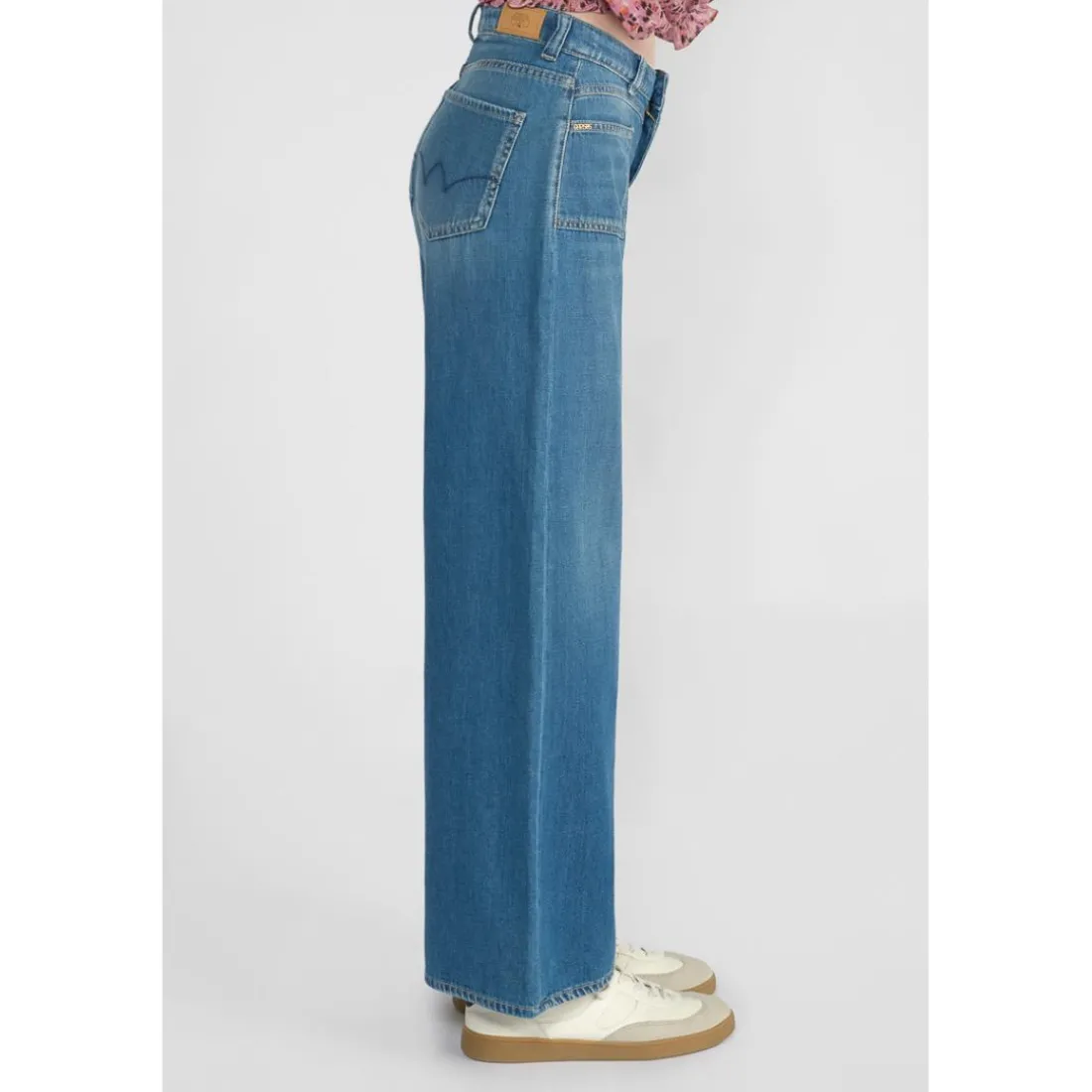 Jeans fille, flare, très évasé, longueur 34 bleu Iris en coton