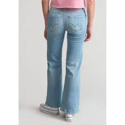 Jeans fille, flare, très évasé, longueur 34 bleu en coton