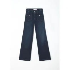 Jeans fille, flare, très évasé, longueur 34 bleu Ora en coton