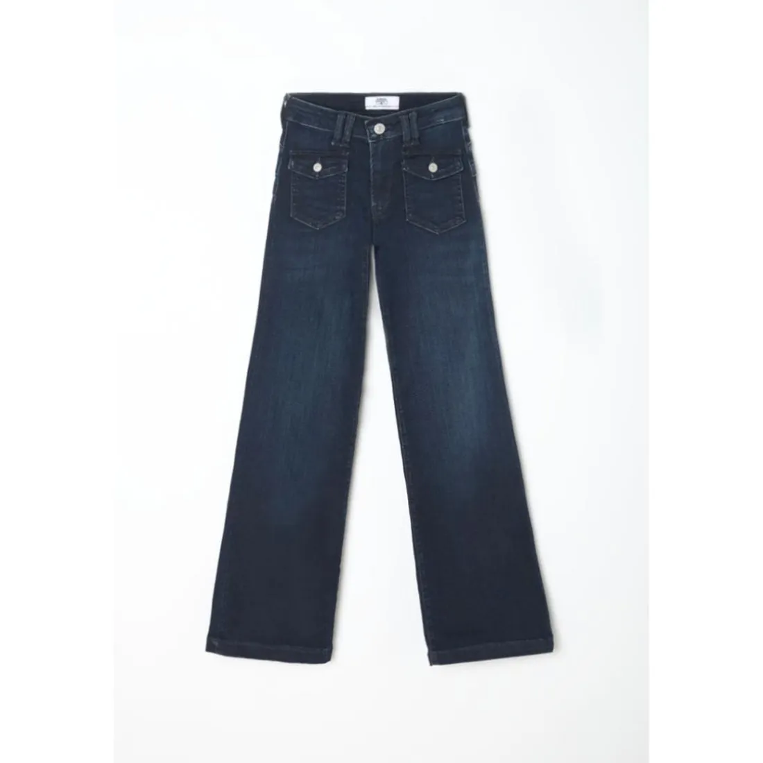 Jeans fille, flare, très évasé, longueur 34 bleu Ora en coton