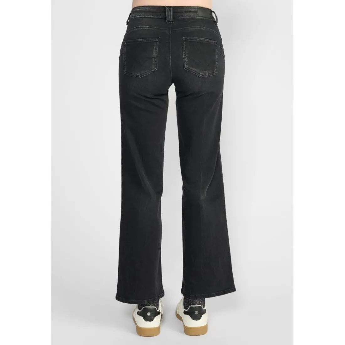 Jeans fille, flare, très évasé, longueur 34 noir en coton Demi