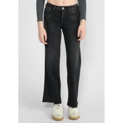 Jeans fille, flare, très évasé, longueur 34 noir en coton Demi
