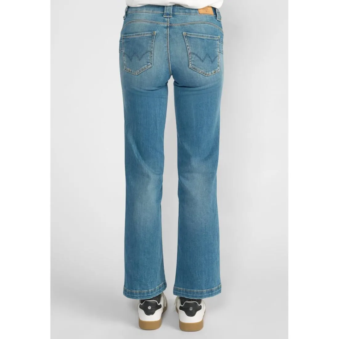Jeans fille, flare, très évasé, longueur 34 bleu Nina en coton