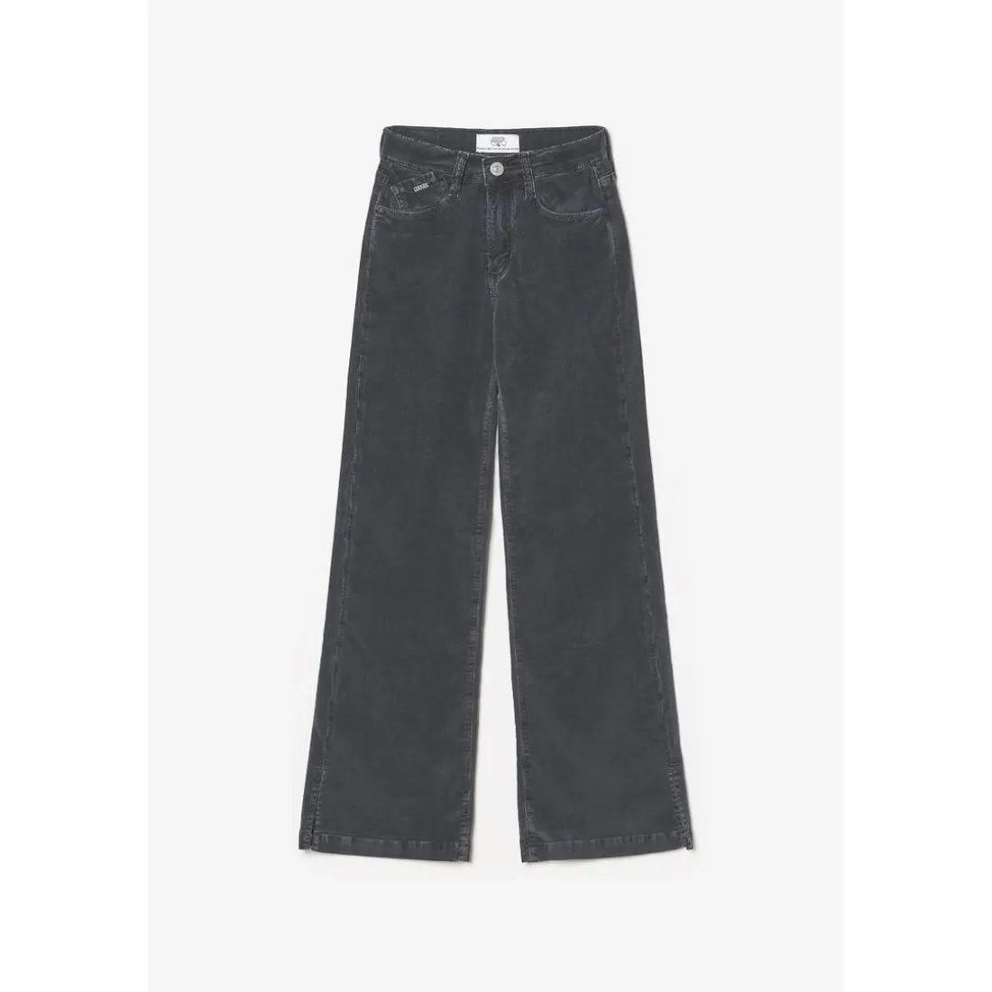 Jeans fille, Flare velours anthracite gris en coton