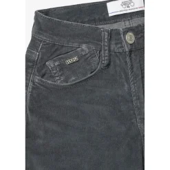 Jeans fille, Flare velours anthracite gris en coton