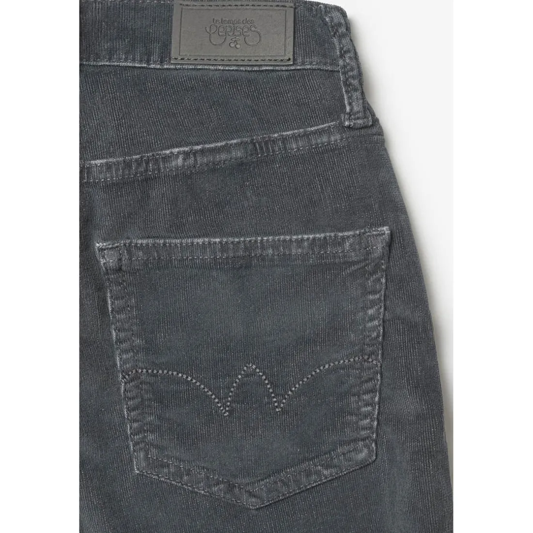 Jeans fille, Flare velours anthracite gris en coton