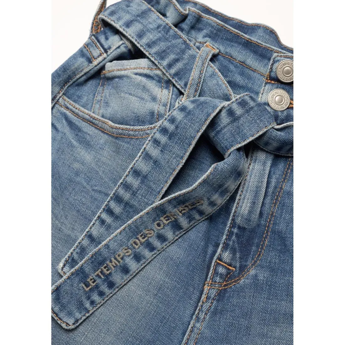 Jeans fille, Milina boyfit vintage bleu N°4 en coton