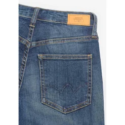 Jeans fille, mom 400/14, 7/8ème bleu en coton Ula