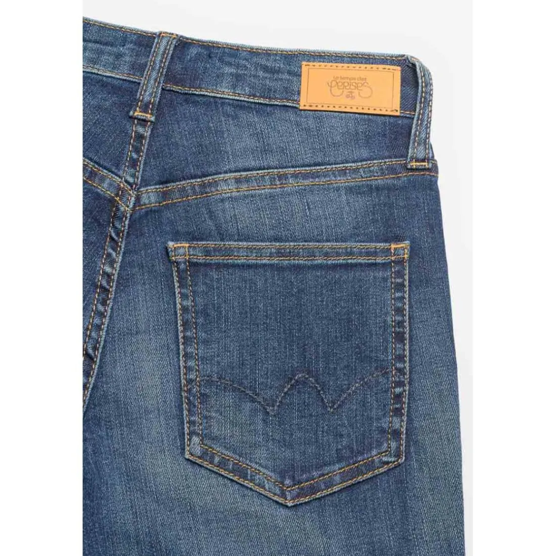 Jeans fille, mom 400/14, 7/8ème bleu en coton Ula