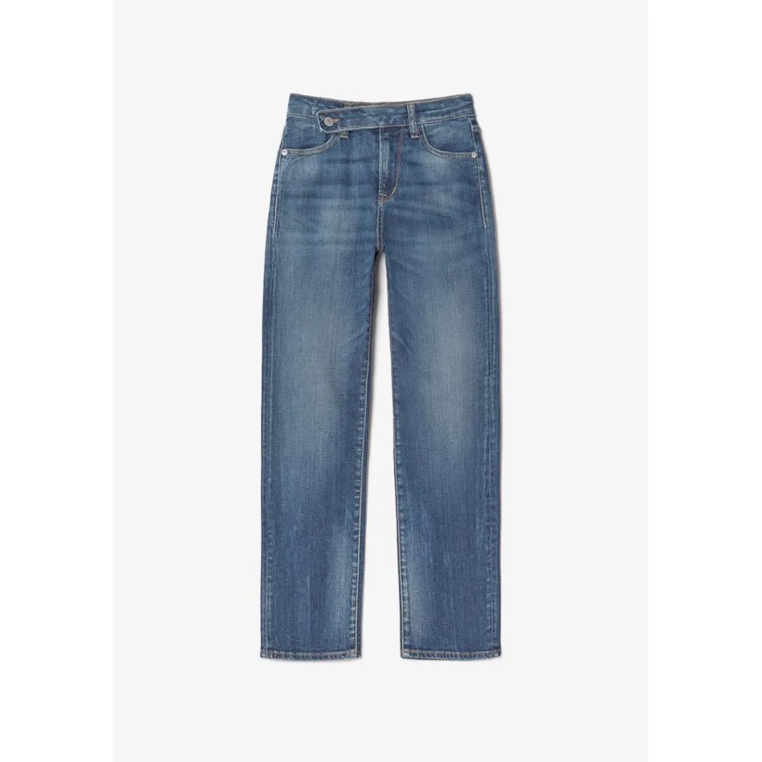 Jeans fille, mom 400/14, 7/8ème bleu en coton Ula