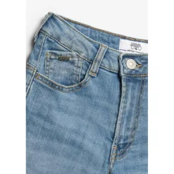 Jeans fille, regular, droit pulp slim taille haute n°4, longueur 34 bleu en coton