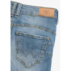 Jeans fille, regular, droit pulp slim taille haute n°4, longueur 34 bleu en coton