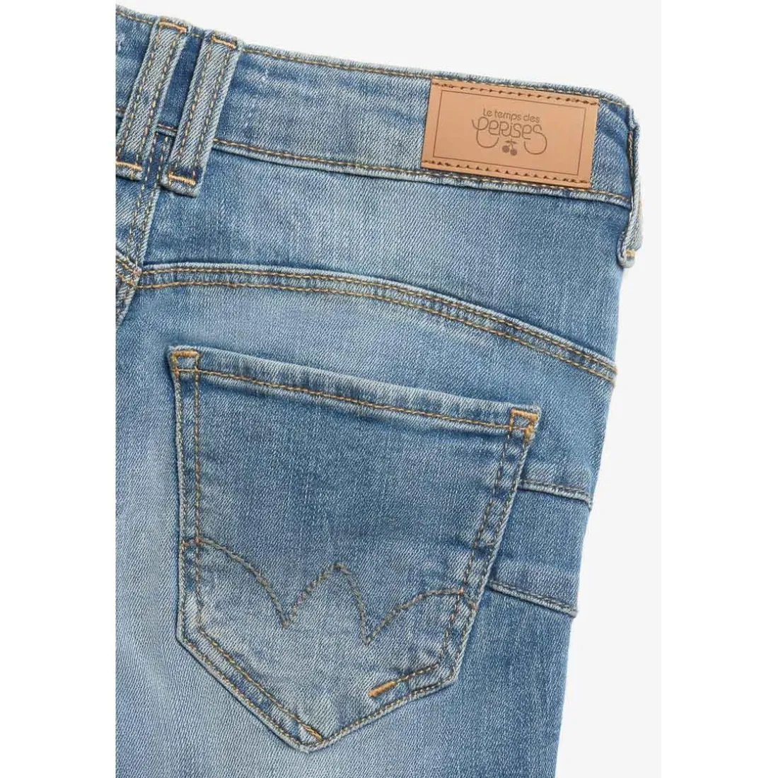 Jeans fille, regular, droit pulp slim taille haute n°4, longueur 34 bleu en coton