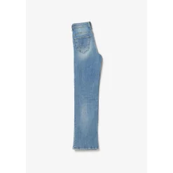 Jeans fille, regular, droit pulp slim taille haute n°4, longueur 34 bleu en coton