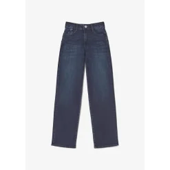 Jeans fille, regular, droit PULPHI22, longueur 34 bleu en coton