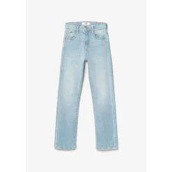 Jeans fille, regular, droit 400/12, 7/8ème bleu en coton
