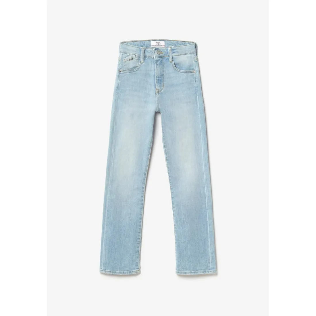 Jeans fille, regular, droit 400/12, 7/8ème bleu en coton