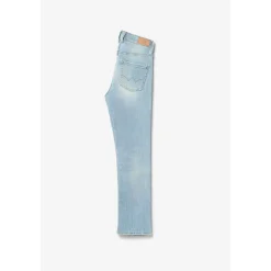 Jeans fille, regular, droit 400/12, 7/8ème bleu en coton