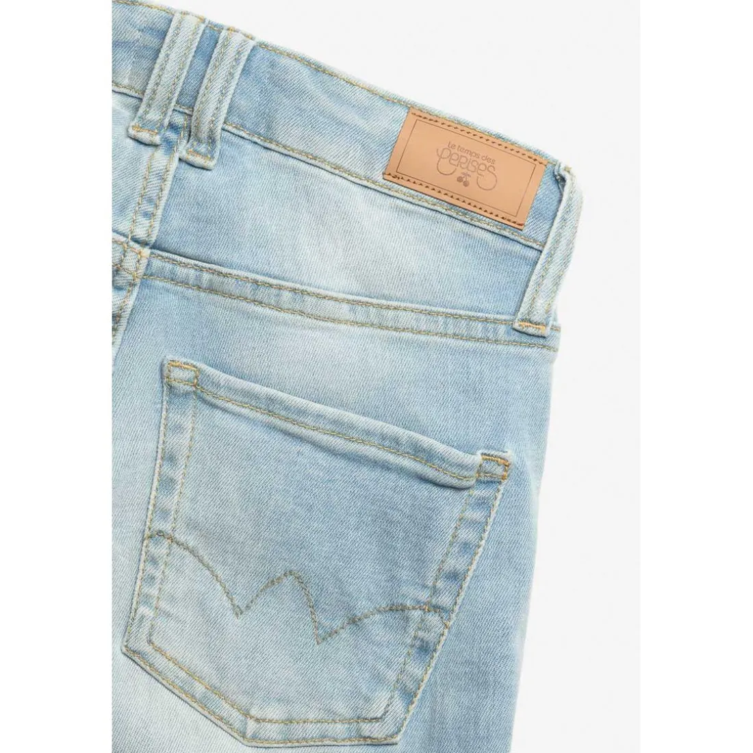 Jeans fille, regular, droit 400/12, 7/8ème bleu en coton