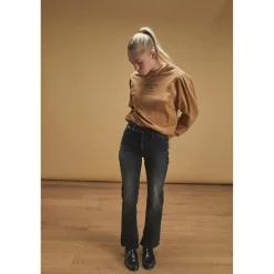 Jeans fille, regular, droit 400/14, longueur 34 noir en coton