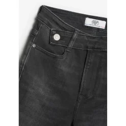 Jeans fille, regular, droit 400/14, longueur 34 noir en coton