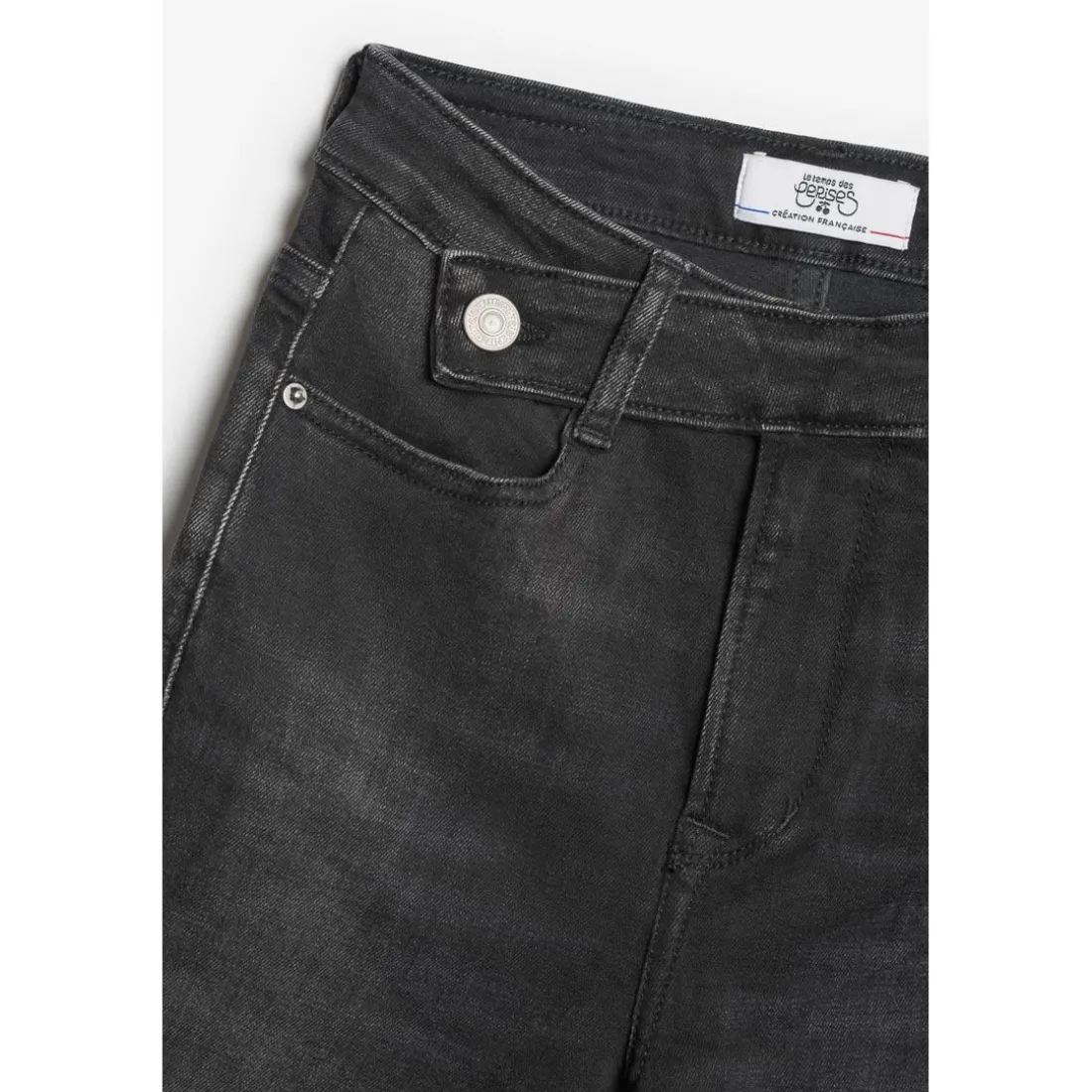 Jeans fille, regular, droit 400/14, longueur 34 noir en coton