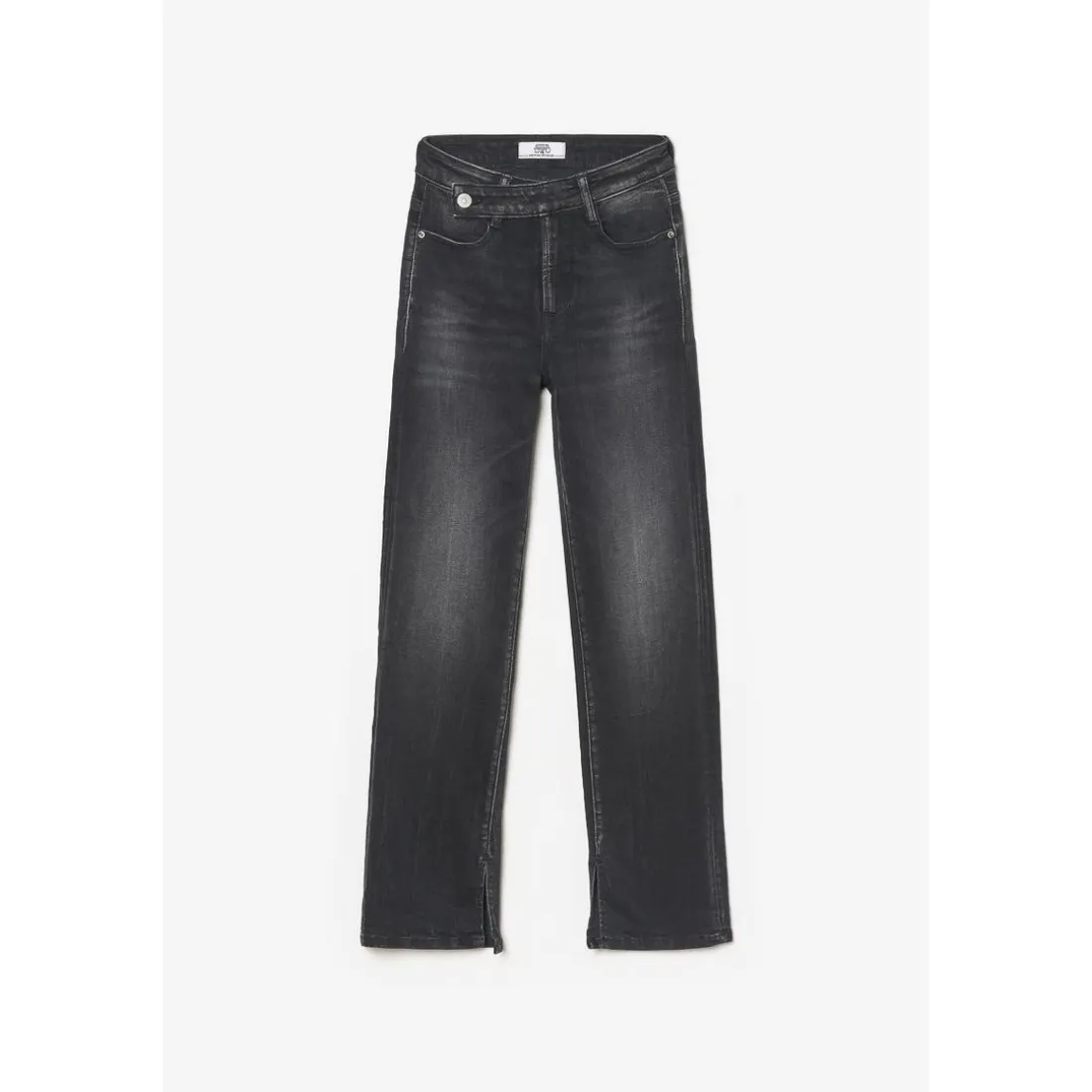 Jeans fille, regular, droit 400/14, longueur 34 noir en coton