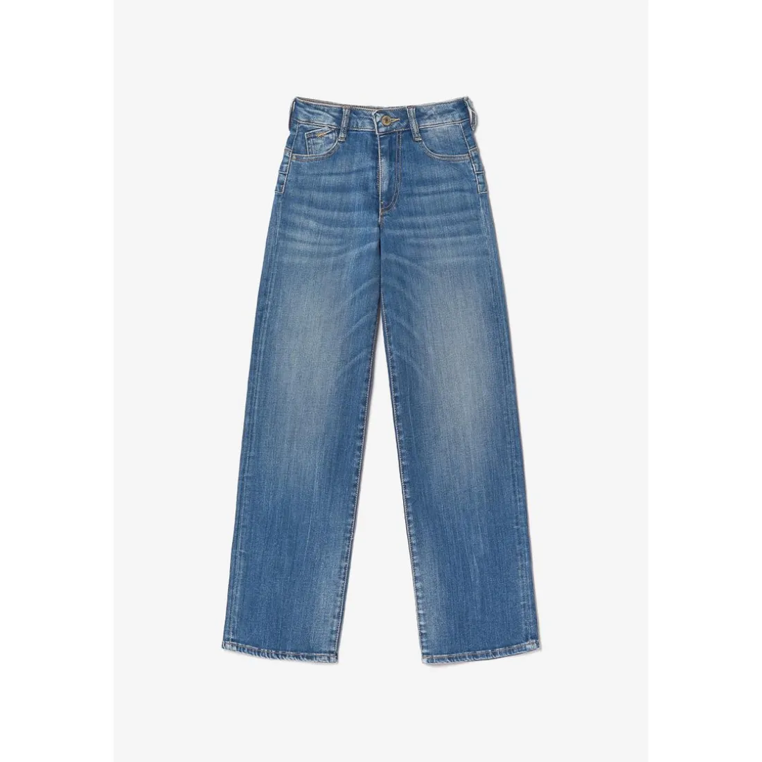 Jeans fille, regular, droit PULP, longueur 34 bleu en coton