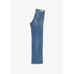 Jeans fille, regular, droit PULP, longueur 34 bleu en coton