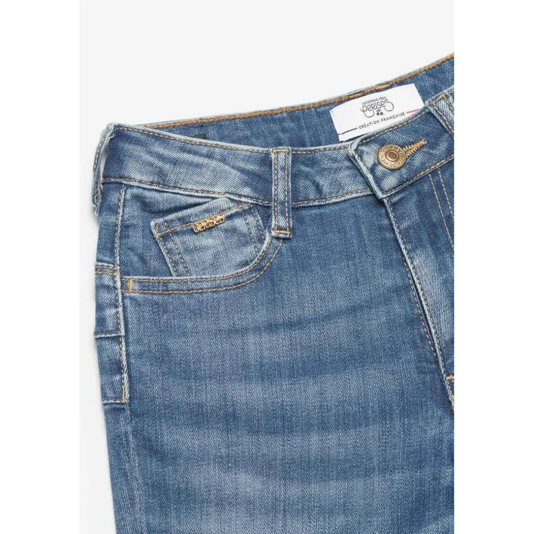 Jeans fille, regular, droit PULP, longueur 34 bleu en coton