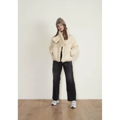 Jeans fille, regular, droit regular large taille haute, longueur 34 noir Eva en coton