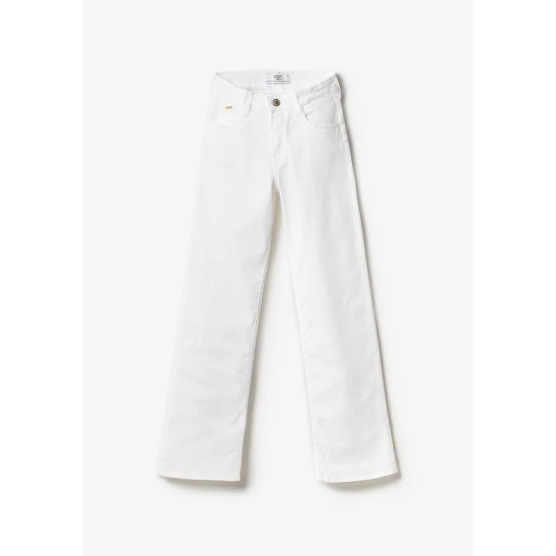 Jeans fille, regular, droit pulp slim taille haute, longueur 34 blanc en coton