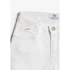 Jeans fille, regular, droit pulp slim taille haute, longueur 34 blanc en coton