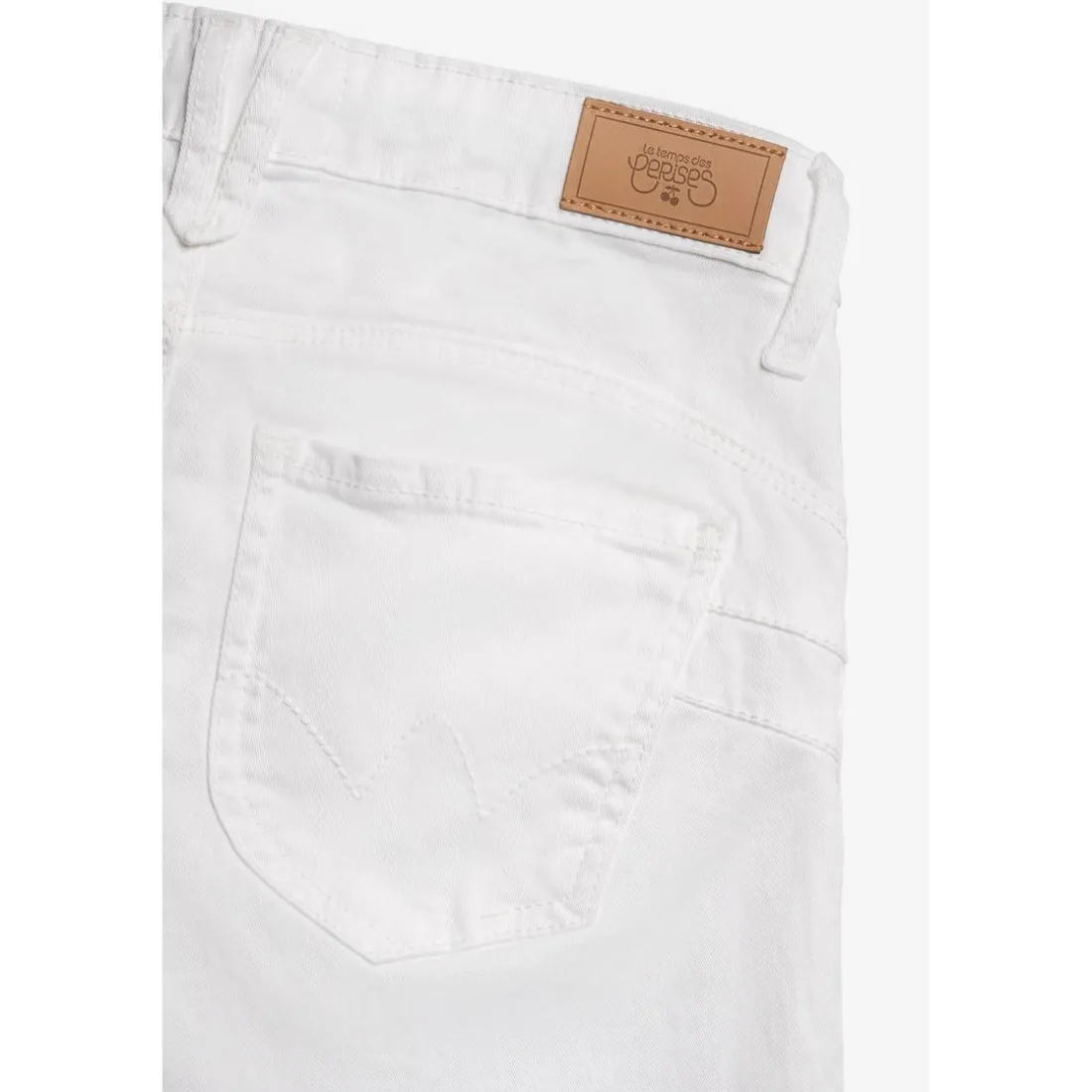 Jeans fille, regular, droit pulp slim taille haute, longueur 34 blanc en coton