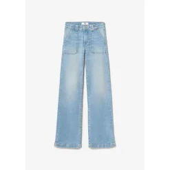 Jeans fille, slim PULPHIGH, longueur 34 bleu en coton