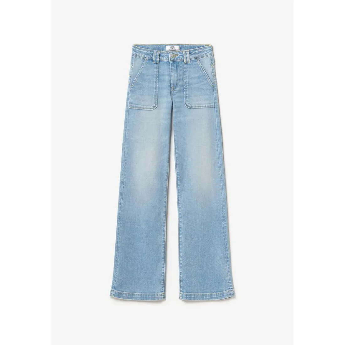 Jeans fille, slim PULPHIGH, longueur 34 bleu en coton