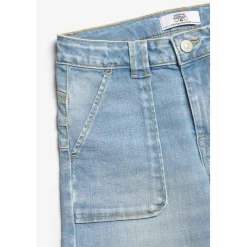 Jeans fille, slim PULPHIGH, longueur 34 bleu en coton