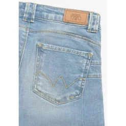 Jeans fille, slim PULPHIGH, longueur 34 bleu en coton