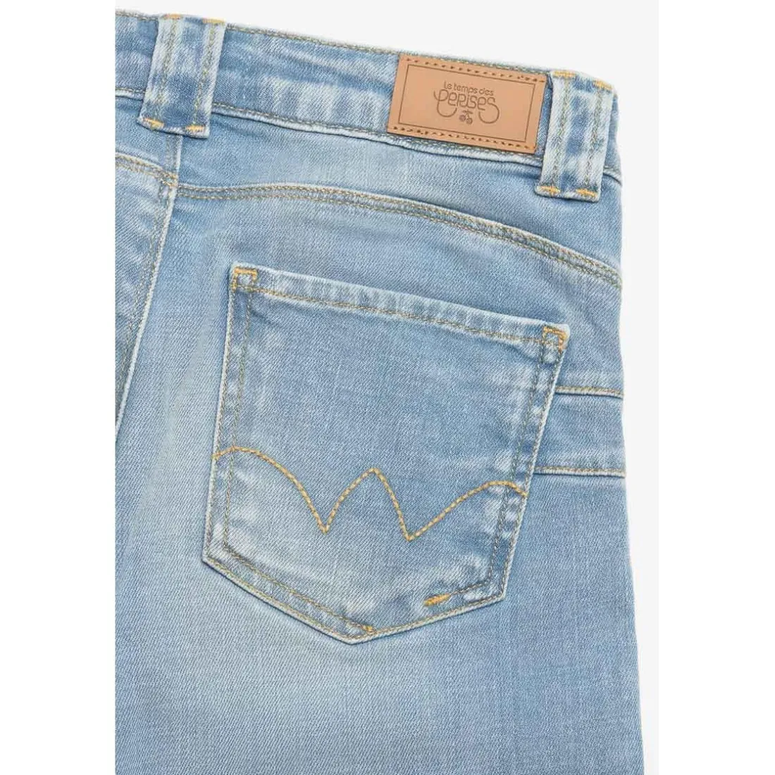Jeans fille, slim PULPHIGH, longueur 34 bleu en coton