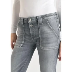 Jeans flare gris N°2 en coton Fleur
