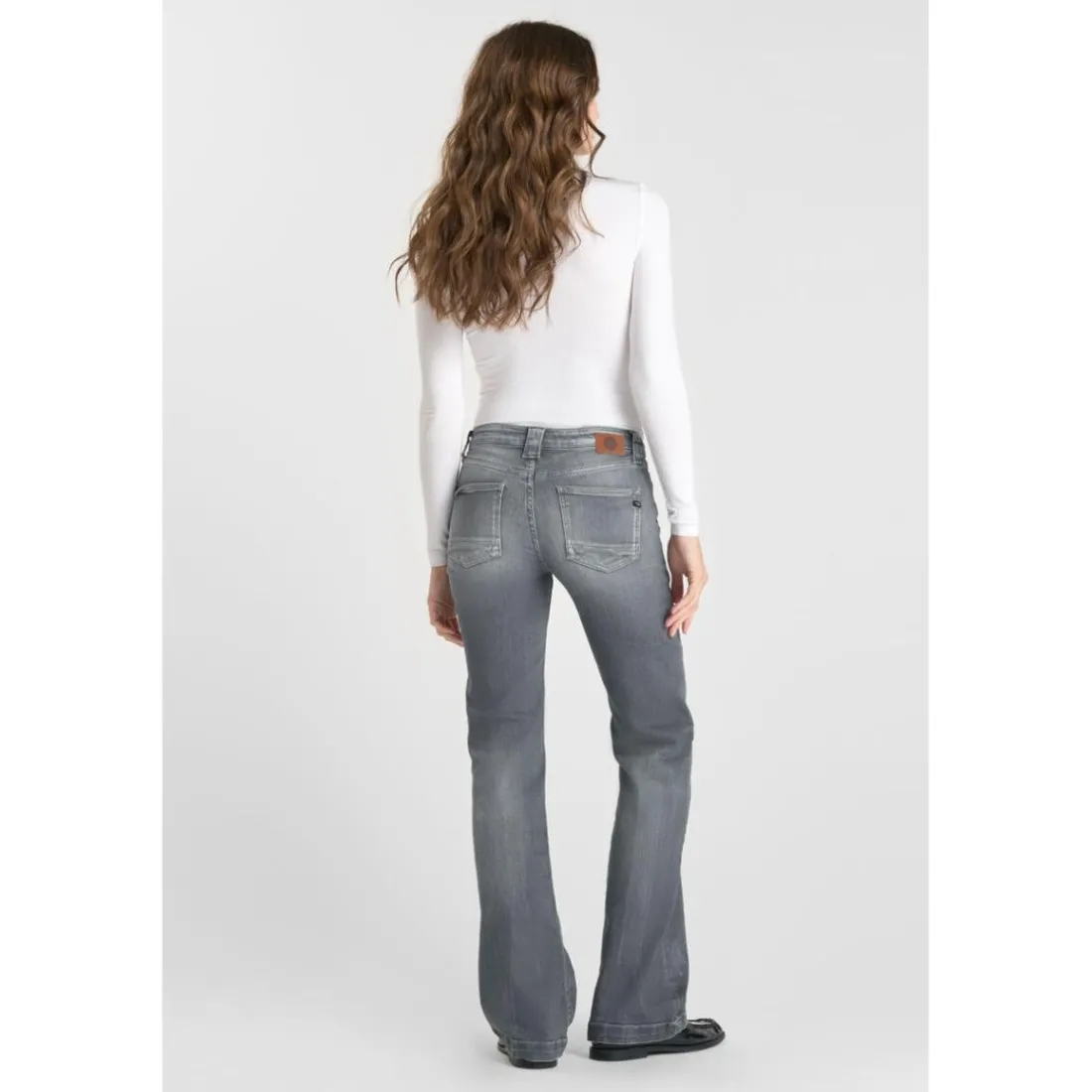 Jeans flare gris N°2 en coton Fleur