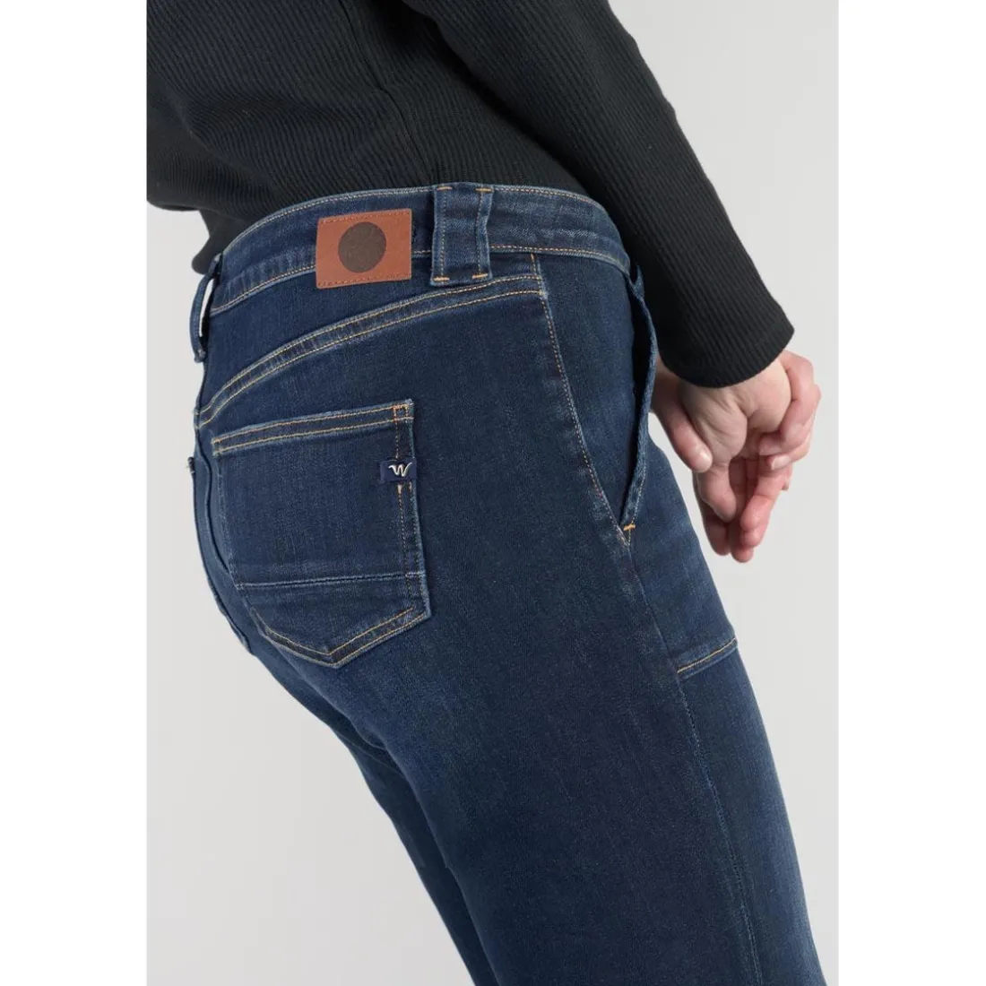 Jeans flare, très évasé , longueur 34 bleu en coton Nea