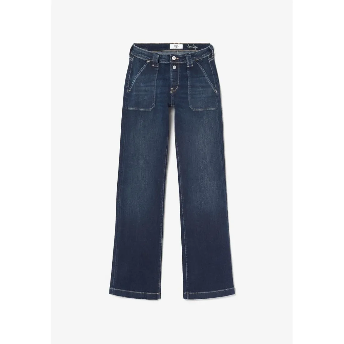 Jeans flare, très évasé , longueur 34 bleu en coton Nea