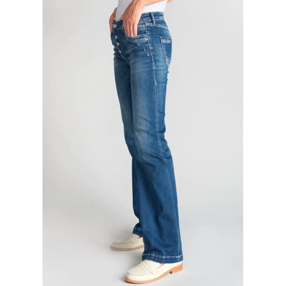 Jeans flare, très évasé , longueur 34 bleu