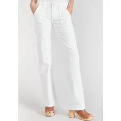Jeans flare, très évasé , longueur 34 blanc en coton Lou