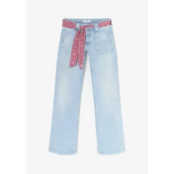 Jeans flare, très évasé , longueur 34 bleu en coton Ora
