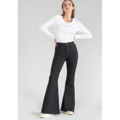 Jeans flare, très évasé ALBERTA, longueur 34 noir en coton