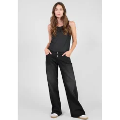 Jeans flare, très évasé, longueur 34 noir en coton Lara