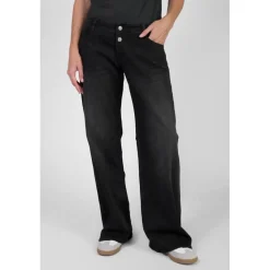Jeans flare, très évasé, longueur 34 noir en coton Lara