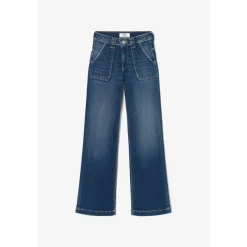 Jeans flare, très évasé, longueur 34 bleu en coton Gwen